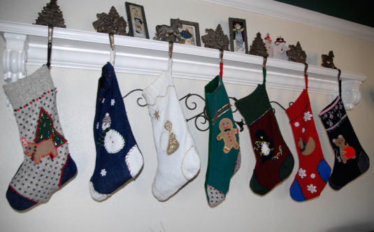 The Grownup Stockings. Stockings are a BIG tradition at our house. Everyone puts something in everyone else's stocking. 